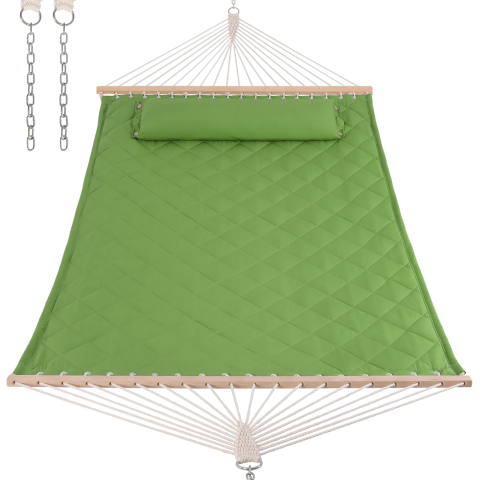 Стійка для гамака + Двомісний гамак SOFT зелений XXL 200x140 з планками