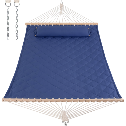 Стійка для гамака + Двомісний гамак SOFT синій XXL 200x140 з планками