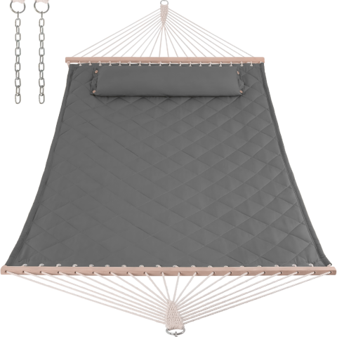 Стійка для гамака + Двомісний гамак SOFT сірий XXL 200x140 з планками