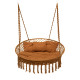 Підвісне крісло-гойдалка 140 см Велика плетена кругла гойдалка WCG + м'яка подушка Коричневий
