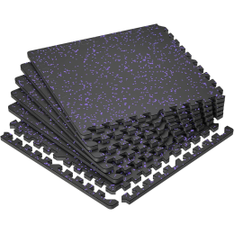 Мат-пазли DualMat 60×60×2 см (чорний/фіолетові вкраплення) — комплект 6 шт