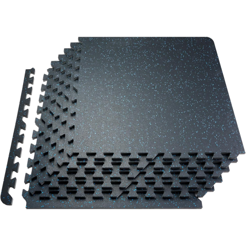 Мат-пазли DualMat 60×60×1,2 (чорний/сині вкраплення) — комплект 4 шт