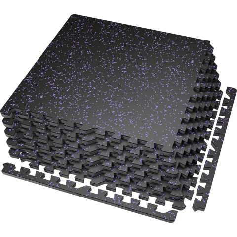 Мат-пазли DualMat 60×60×1,2 (чорний/фіолетові вкраплення) — комплект 4 шт