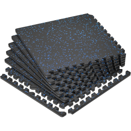 Мат-пазли DualMat 60×60×2 см (чорний/сині вкраплення) — комплект 4 шт