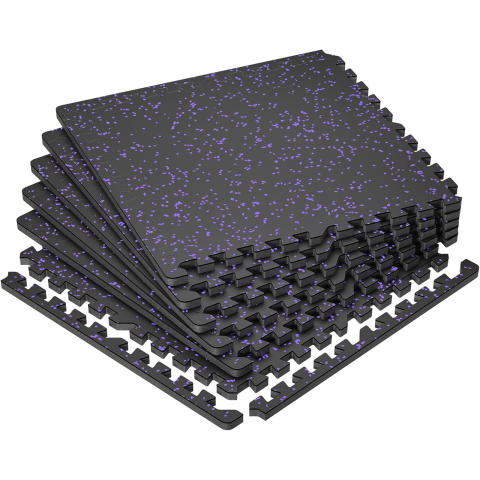 Мат-пазли DualMat 60×60×2 см (чорний/фіолетові вкраплення) — комплект 4 шт