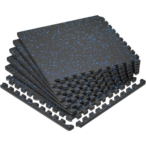 Мат-пазл DualMat 60×60×2 см (чорний/сині вкраплення) — 1 шт