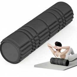Масажний ролик WCG K3 Premium Foam Roller 42 см, чорний, 3D рельєф, EVA, до 200 кг