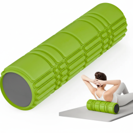 Масажний ролик WCG K3 Premium Foam Roller 42 см, салатовий, 3D рельєф, EVA, до 200 кг
