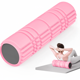 Масажний ролик WCG K3 Premium Foam Roller 42 см, рожевий, 3D рельєф, EVA, до 200 кг
