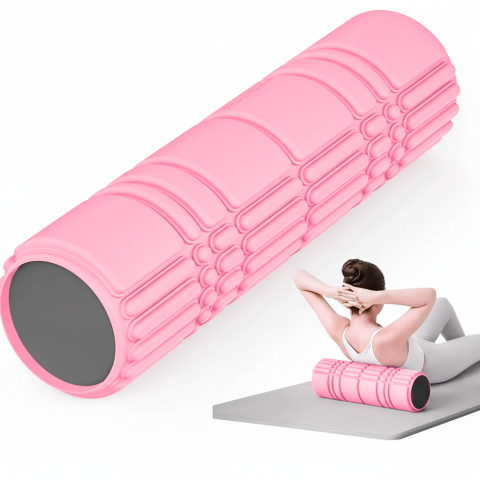 Масажний ролик WCG K3 Premium Foam Roller 42 см, рожевий, 3D рельєф, EVA, до 200 кг
