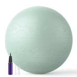 М’яч для фітнесу WCG Balance Pro 65 см Anti-Burst до 500 кг з насосом, фітбол для йоги та пілатесу, світло-зелений