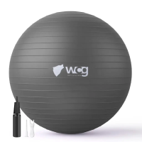 М’яч для фітнесу WCG Balance Pro 75 см Anti-Burst до 500 кг з насосом, фітбол для йоги та пілатесу, графітовий 