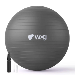 М’яч для фітнесу WCG Balance Pro 75 см Anti-Burst до 500 кг з насосом, фітбол для йоги та пілатесу, графітовий 