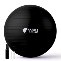 М’яч для фітнесу WCG Balance Pro 85 см Anti-Burst до 500 кг з насосом, фітбол для йоги та пілатесу, чорний 