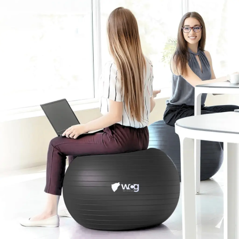 М’яч для фітнесу WCG Balance Pro 85 см Anti-Burst до 500 кг з насосом, фітбол для йоги та пілатесу, чорний 