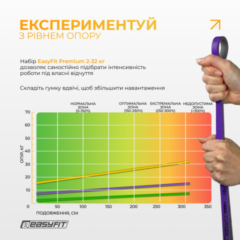 Набір резинок для підтягувань EasyFit Premium 2-32 кг (3 шт)