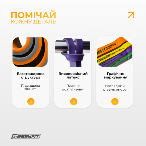 Набір резинок для підтягувань EasyFit Premium 2–45 кг (4 шт)