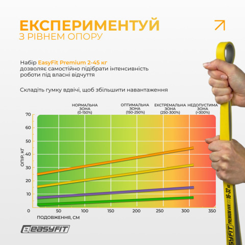 Набір резинок для підтягувань EasyFit Premium 2–45 кг (4 шт)
