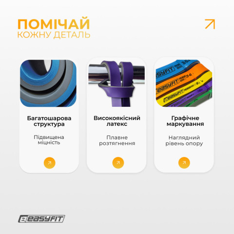 Набір резинок для підтягувань EasyFit Premium 2–63 кг (5 шт)