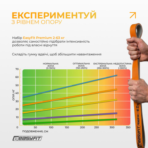 Набір резинок для підтягувань EasyFit Premium 2–63 кг (5 шт)